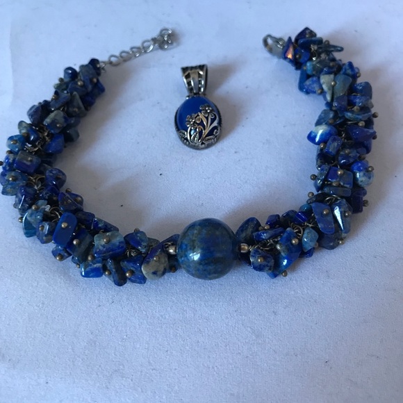 Lapis lazuli Bracelet and pendant genuine - Picture 1 of 4